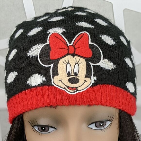 Disney Minnie Mouse Polka Dot Beanie Stocking Cap Hat - Picture 1 of 8